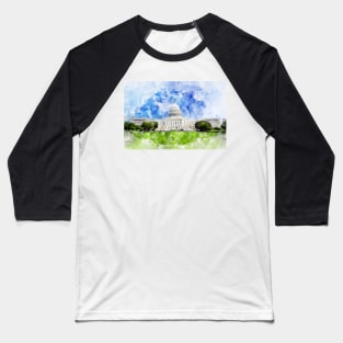 United States Capitol in Washington DC Watercolor - 01 Baseball T-Shirt